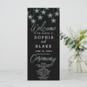 Green Hanging Stars Black Wedding Program (Stehend Vorderseite)