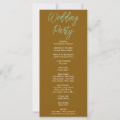 Green Hanging Stars Dark Gold Wedding Program (Rückseite)