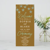 Green Hanging Stars Dark Gold Wedding Program (Stehend Vorderseite)