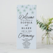 Green Hanging Stars Light Blue Wedding Program (Stehend Vorderseite)