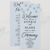 Green Hanging Stars Light Blue Wedding Program (Vorne/Hinten)