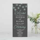 Green Hanging Stars Shadow Gray Wedding Program (Stehend Vorderseite)