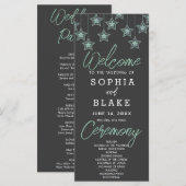 Green Hanging Stars Shadow Gray Wedding Program (Vorne/Hinten)