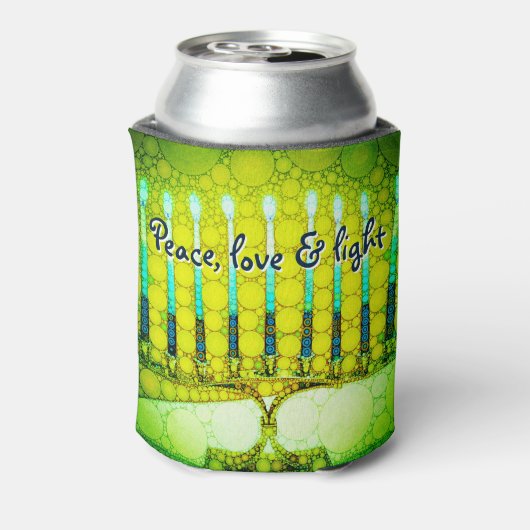 Green Hanukkah Menorah Peace Liebe Light Modern Dosenkühler (Kanne Rückseite)