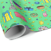 Green Hanukkah Pattern Geschenkpapier (Rolleneckpunkt)