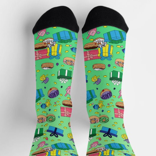 Green Hanukkah Pattern Socken (Oben)