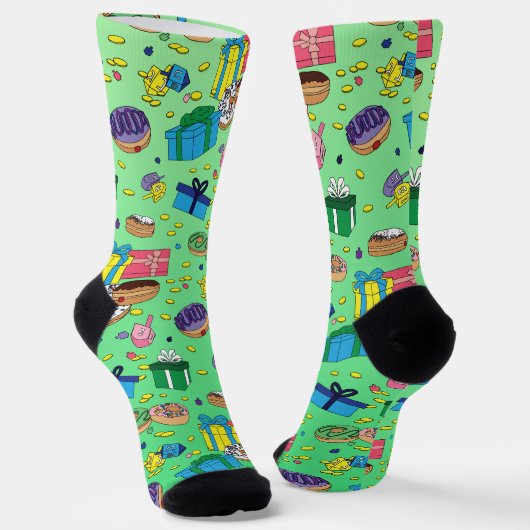 Green Hanukkah Pattern Socken (Gewinkelt)