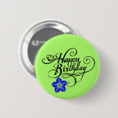 Green Happy Birthday Button (Vorne & Hinten)