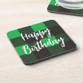 Green Happy Birthday Getränkeuntersetzer (Linke Seite)