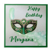 Green Happy Birthday Masquerade Party | KERAMIK Fliese (Vorderseite)