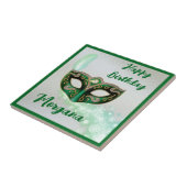 Green Happy Birthday Masquerade Party | KERAMIK Fliese (Seite)