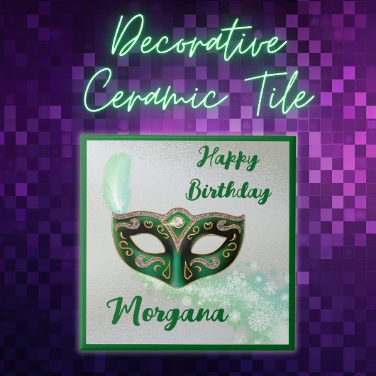 Green Happy Birthday Masquerade Party | KERAMIK Fliese