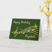Green "Happy Birthday" Music Grußkarte Karte (Gelbe Blume)