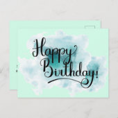 Green Happy Birthday Post Card Postkarte (Vorne/Hinten)