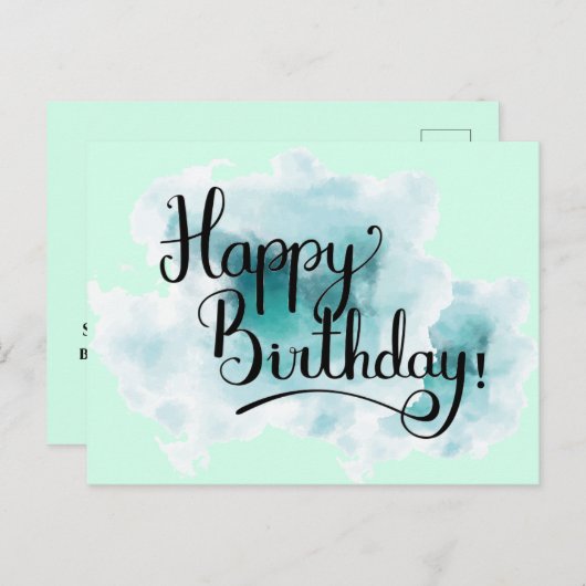 Green Happy Birthday Post Card Postkarte (Vorne/Hinten)