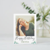 Green Happy Birthday Postkarte (Stehend Vorderseite)