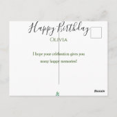 Green Happy Birthday Postkarte (Rückseite)