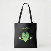 Green Happy Heart Leaf auf Black Tote Bag Tasche (Vorderseite)