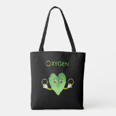 Green Happy Heart Leaf auf Black Tote Bag Tasche (Rückseite)