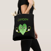 Green Happy Heart Leaf auf Black Tote Bag Tasche (Von Nahem)