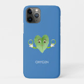 Green Happy Heart Leaf auf Sky Blue Case-Mate iPhone Hülle (Rückseite)