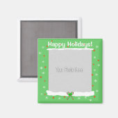 Green Happy Holiday Snowflakes (Foto Rahmen) Magnet (Vorderseite/Rückseite)