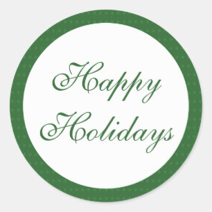 Green Happy Holidays Runder Aufkleber