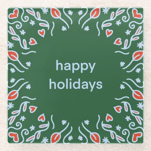 Green Happy Holidays Untersetzer (Vorderseite)