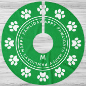 Green Happy Pawlidays Paw Print Pet Weihnachten Polyester Weihnachtsbaumdecke