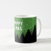 Green Happy Xmas Tasse mit Wald, Bäumen und Schnee (VorderseiteRechts)