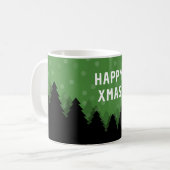 Green Happy Xmas Tasse mit Wald, Bäumen und Schnee (Vorderseite Links)