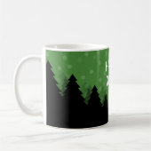 Green Happy Xmas Tasse mit Wald, Bäumen und Schnee (Links)