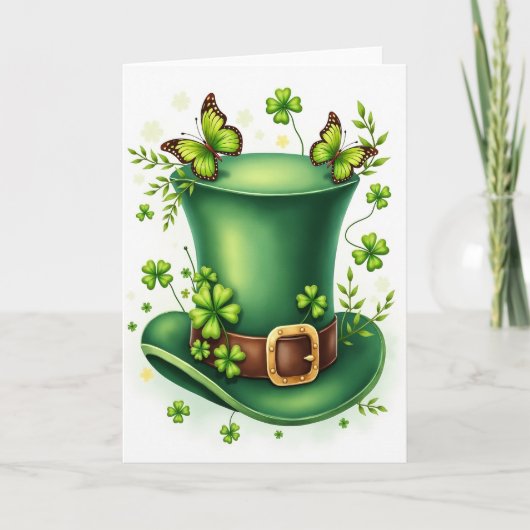 Green Hat Butterflies Scene Card Karte (Vorderseite)
