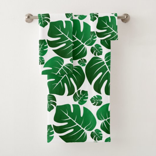 Green Hawaii Monstera Pflanze Palm Blätter Badhandtuch Set (Insitu)