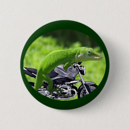 Green Hawaiian Gecko Rider Button