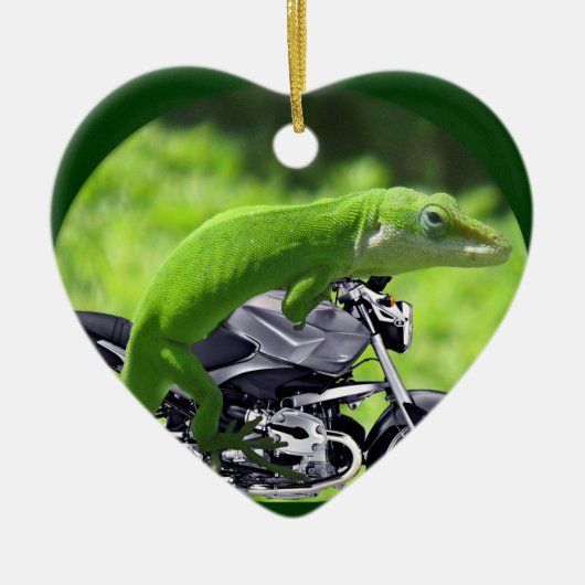 Green Hawaiian Gecko Rider Ornament (Vorne)