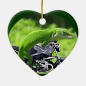 Green Hawaiian Gecko Rider Ornament (Hinten)