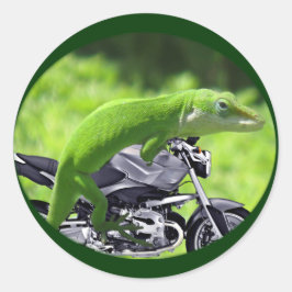 Green Hawaiian Gecko Rider Runder Aufkleber