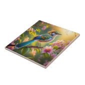 Green Headed Aquamarin Winged Fantasy Bird Fliese (Seite)