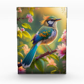 Green Headed Aquamarin Winged Fantasy Bird Fotoblock (Vorderseite)