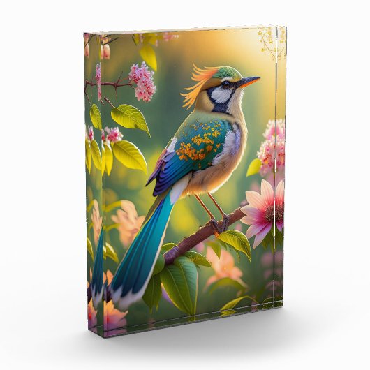 Green Headed Aquamarin Winged Fantasy Bird Fotoblock (Links)