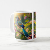 Green Headed Aquamarin Winged Fantasy Bird Kaffeetasse (Vorderseite Links)
