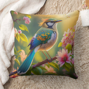 Green Headed Aquamarin Winged Fantasy Bird Kissen