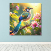 Green Headed Aquamarin Winged Fantasy Bird Leinwanddruck (Insitu (Holzboden))