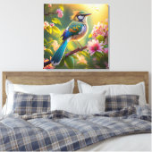 Green Headed Aquamarin Winged Fantasy Bird Leinwanddruck (Insitu (Schlafzimmer))