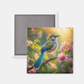 Green Headed Aquamarin Winged Fantasy Bird Magnet (Vorderseite/Rückseite)