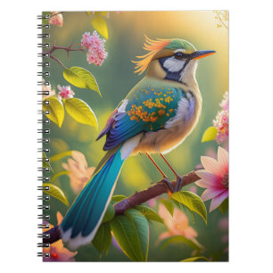 Green Headed Aquamarin Winged Fantasy Bird Notizblock