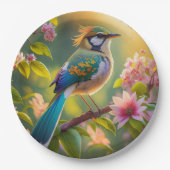 Green Headed Aquamarin Winged Fantasy Bird Pappteller (Vorderseite)