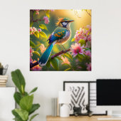Green Headed Aquamarin Winged Fantasy Bird Poster (Heimbüro)