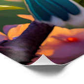 Green Headed Aquamarin Winged Fantasy Bird Poster (Ecke)